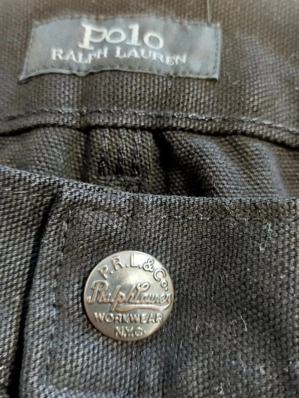 Polo Ralph Lauren Men Size 34 x 34 Jeans Black Double Knee Carpenter Relaxed Fit